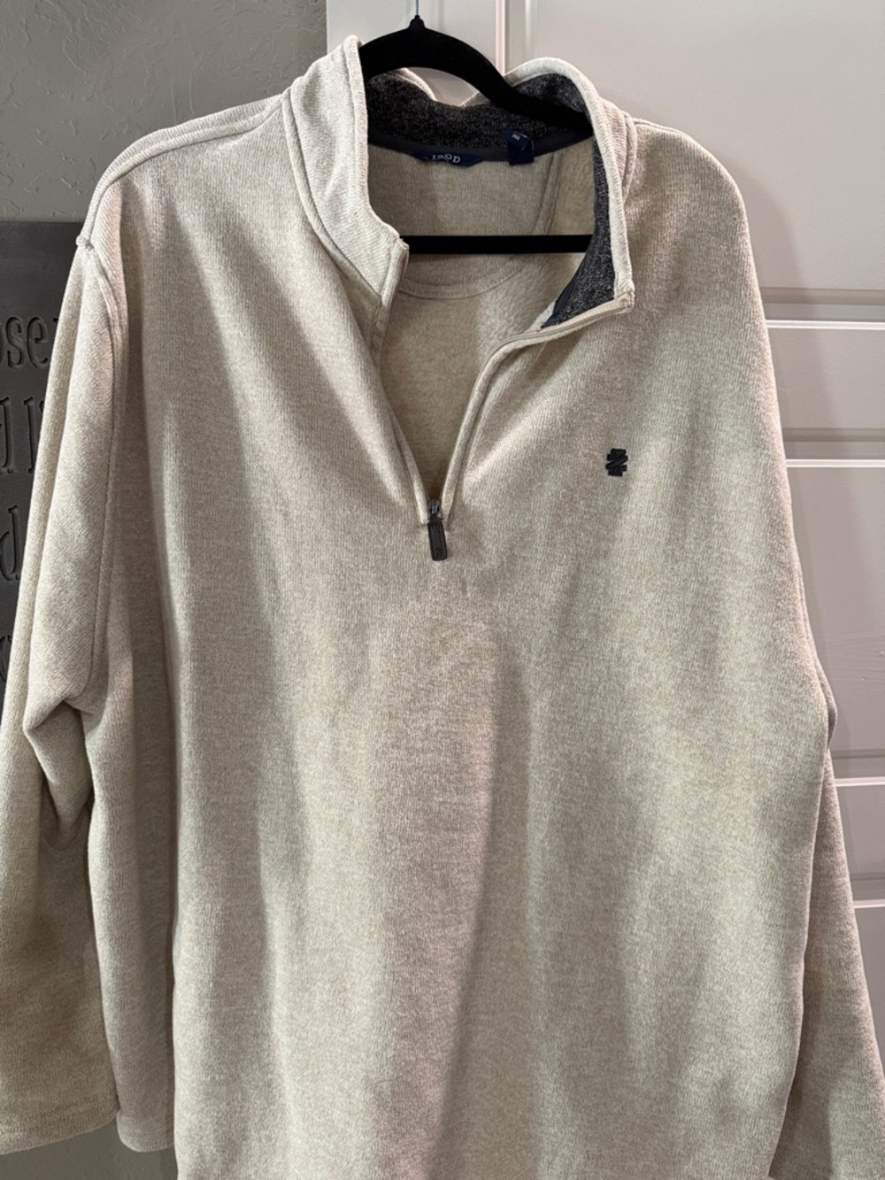 Izod Men's Quarter-Zip Sweater in Light Cream